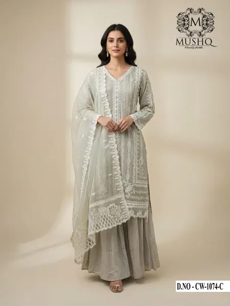 CW 1074 By Mushk Crystal Chiffon Readymade Sharara Suits Suppliers In India
